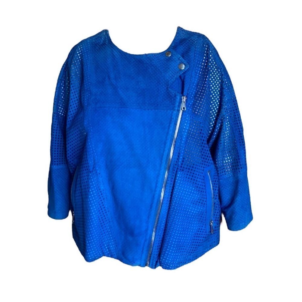 Women's blue genuine suede leather vintage jacket | nwot